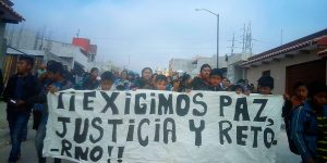 Demonstration of the displaced people of Colonia Puebla, Chenalhó municipality © Kuuntik