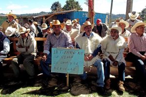"La terre n'est pas à vendre", Manifestation du MODEVITE, communauté de Candelaria, novembre 2017 © SIPAZ