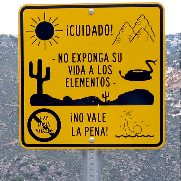 Cartel colocado por la Border Patrol estadounidense (commons.wikimedia.org)