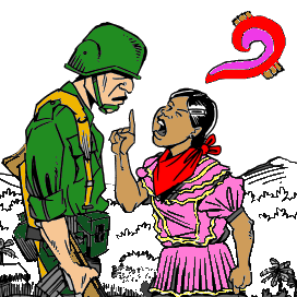 Plakat Erste Hemisphäre-Treffen gegen die Militarisierung in Chiapas Mai 2003 statt