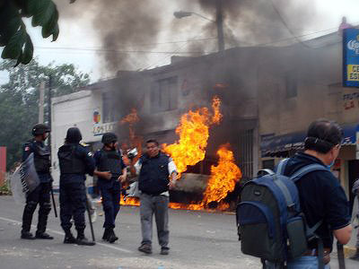 One of the fires in Oaxaca, on July 16 © Oaxaca en Pie de Lucha