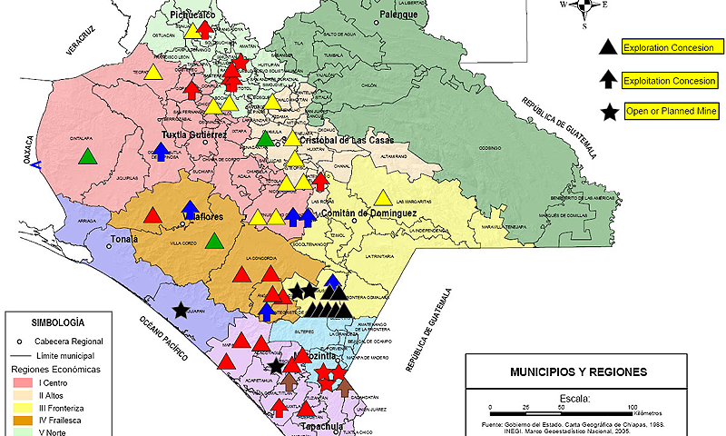Carte des concessions minières dans le Chiapas (cliquéz Ici)