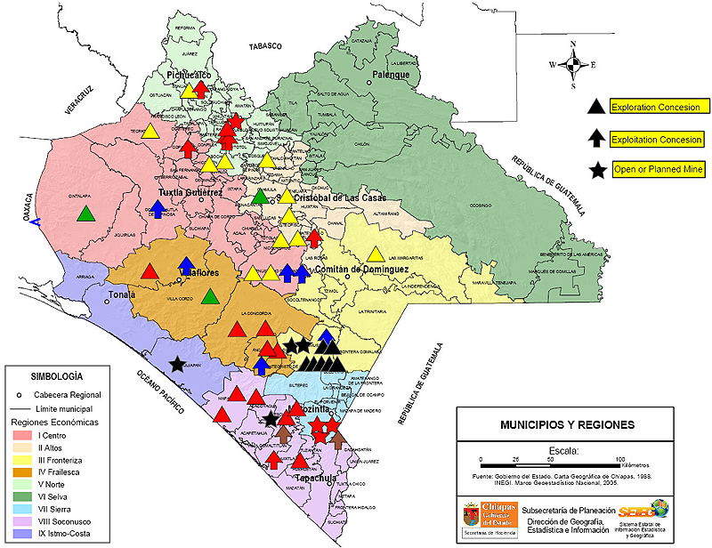 Carte des concessions minières dans le Chiapas (cliquéz Ici)