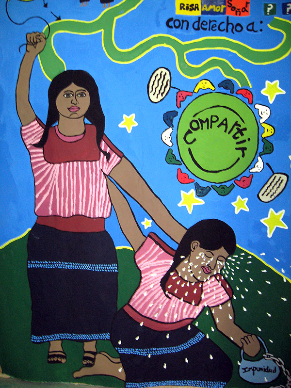 Manta pintada por las participantes durante el Encuentro © SIPAZ