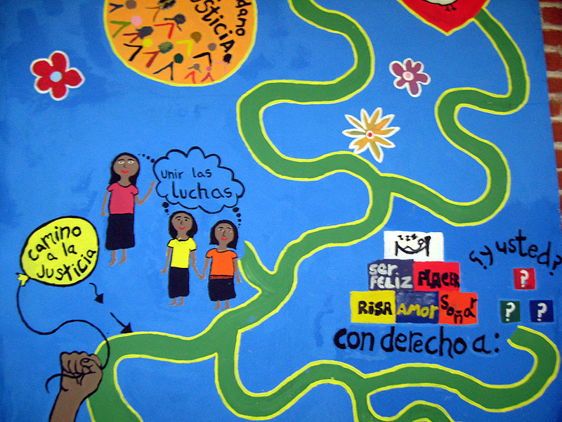 Banderole peinte par les participantes du Forum © SIPAZ