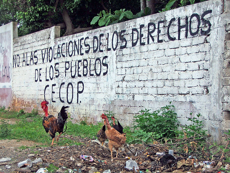 "No a las violaciones de los Derechos de los Pueblos, CECOP", Aguacaliente, Acapulco © SIPAZ