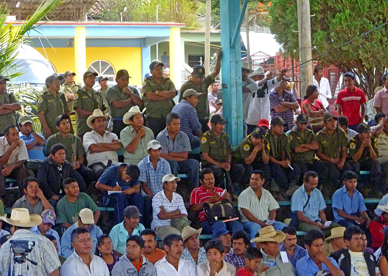 First general assembly of the people on the mineral exploration at Colombia de Guadalupe community, Montaña de Guerrero, February 2011 © SIPAZ