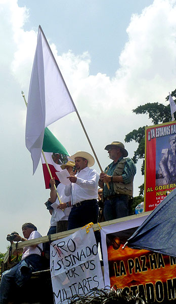 Javier Sicilia durante la Caravana Ciudadana por la Paz con Justicia y Dignidad, Agosto 2011 © SIPAZ