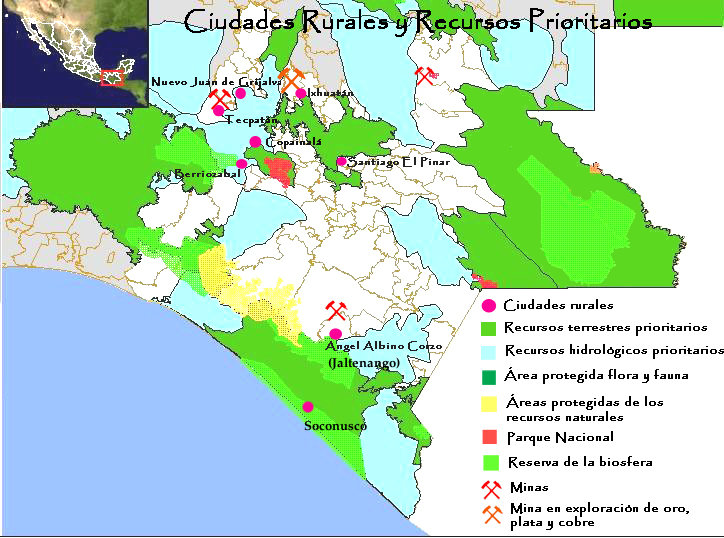 Ciudades rurales y recursos prioritarios. © CIEPAC, A.C.