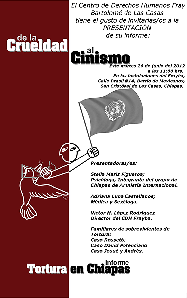 Invitación a la conferencia de prensa para presentar el informe “De la crueldad al cinismo” © CDHFBC