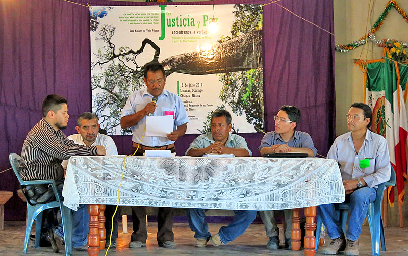 Voranhörung des Permanenten Völkertribunals (TPP) in El Limonar, Munizip von  Ocosingo, Juli 2014 © SIPAZ