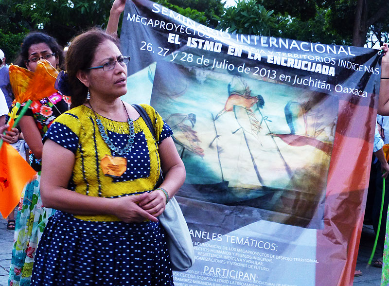 Bettina Cruz, integrante de la Asamblea de Pueblos Indígenas del Istmo en Defensa de la Tierra y el Territorio (APIIDTT) © SIPAZ, Archivo