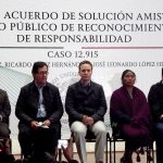 Acto de reconocimiento de responsabilidad del Estado mexicano y firma de un acuerdo de solución amistosa en el Caso El Aguaje. San Cristóbal de Las Casas, Chiapas. Enero de 2016 © SIPAZ