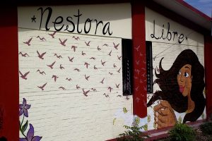 Nestora Salgado, Mural en la Escuela Normal Rural Raúl Isidro Burgos de Ayotzinapa. Tixtla, Guerrero © SIPAZ