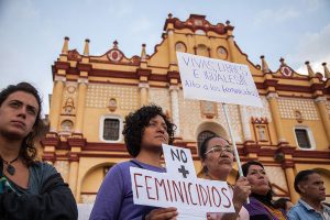 Women shouting slogans during the mobilization against sexist attacks on April 24 in San Cristobal de Las Casas, Chiapas © Aarón Cadena Ovalle