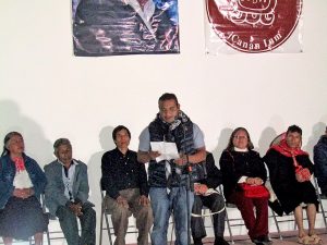 Vidulfo Rosales Sierra en el evento organizado para la entrega del Reconocimiento jTatic Samuel Jcanan Lum, Chiapas, enero de 2018 © SIPAZ