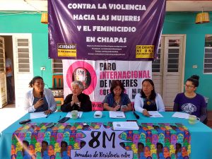 Conferencia de prensa de la Campaña Popular contra la Violencia hacia las Mujeres en Chiapas, marzo de 2019 © SIPAZ