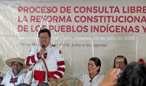 VAdelfo Regino Montes, Director General del Instituto Nacional de los Pueblos Indígenas, Consulta a los pueblos y comunidades indígenas y afromexicana en San Cristóbal de Las Casas, julio de 2019 © SIPAZ