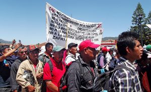 Organisation Ikoltyañtyel Lak Lumal, municipalité de Salto de Agua lors d'une manifestation du Congrès National Indigène (CNI) à San Cristóbal de Las Casas en juin 2019 © SIPAZ
