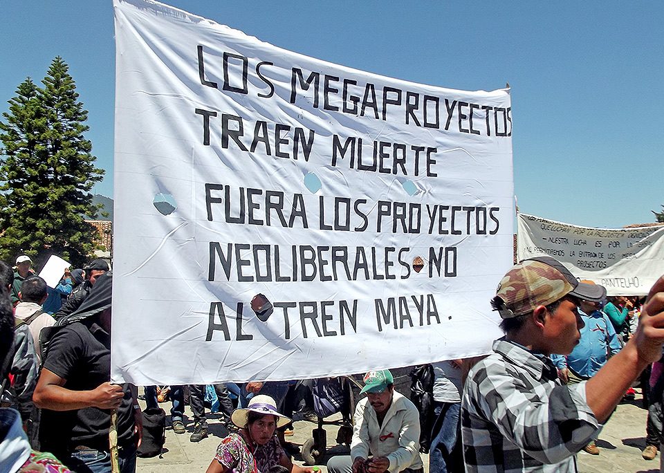 Non au Train Maya, manifestation du Congrs National Indigène (CNI) au Chiapas © SIPAZ