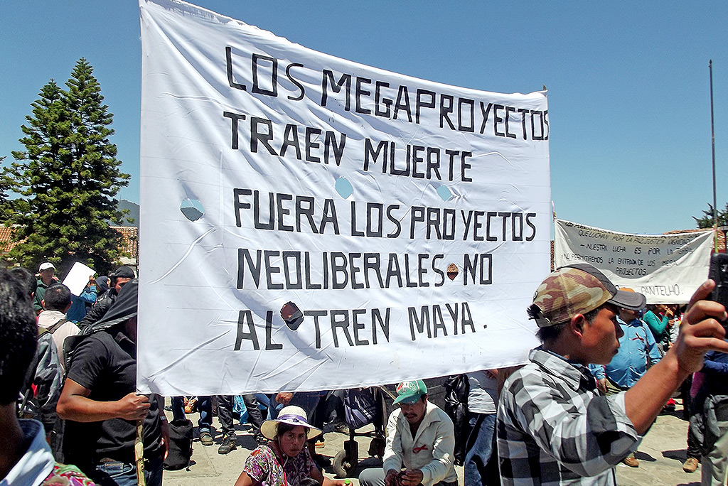 “Nein zum Maya-Zug”, Demonstration des Nationalen Indigenen Kongress‘ (CNI) in Chiapas © SIPAZ