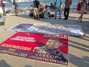 Demonstration to demand the presentation alive of the defender of territory, Vicente Suastegui Muñoz, Acapulco, March 2022 © SIPAZ