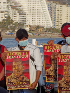 Demonstration zur Forderung nach dem lebendigen Auftauchen der Verteidiger*innen des Territoriums, Vicente Suastegui Muñoz, Acapulco, März 2022 © SIPAZ