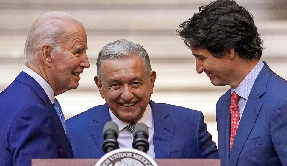 Joe Biden, Andrés Manuel López Obrador et Justin Trudeau - Xe Sommet des dirigeants nord-américains © REUTERS