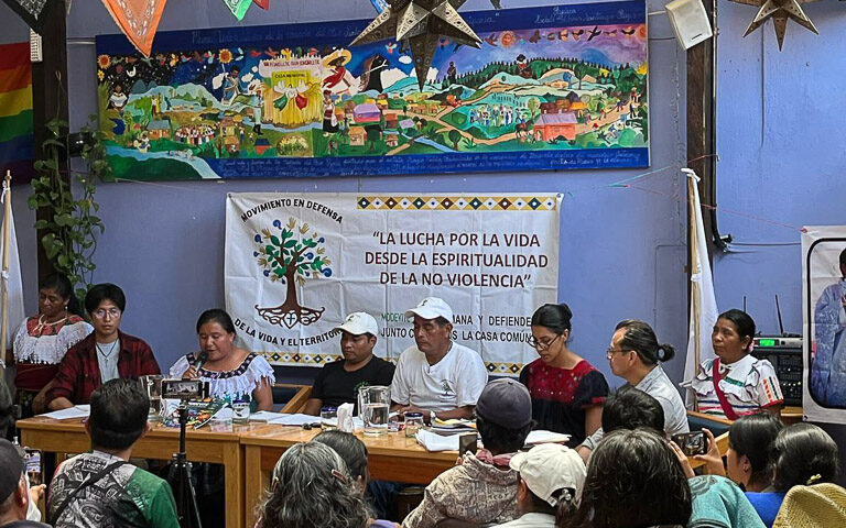 Press conference of MODEVITE and the community government of Chilón, San Cristóbal de las Casas, April 2025 © SIPAZ