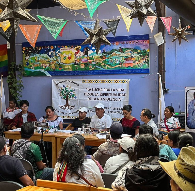 Press conference of MODEVITE and the community government of Chilón, San Cristóbal de las Casas, April 2025 © SIPAZ